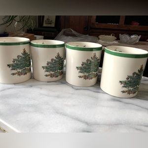 4 Spode Cups Christmas Tree Pattern 8oz Holiday Mug